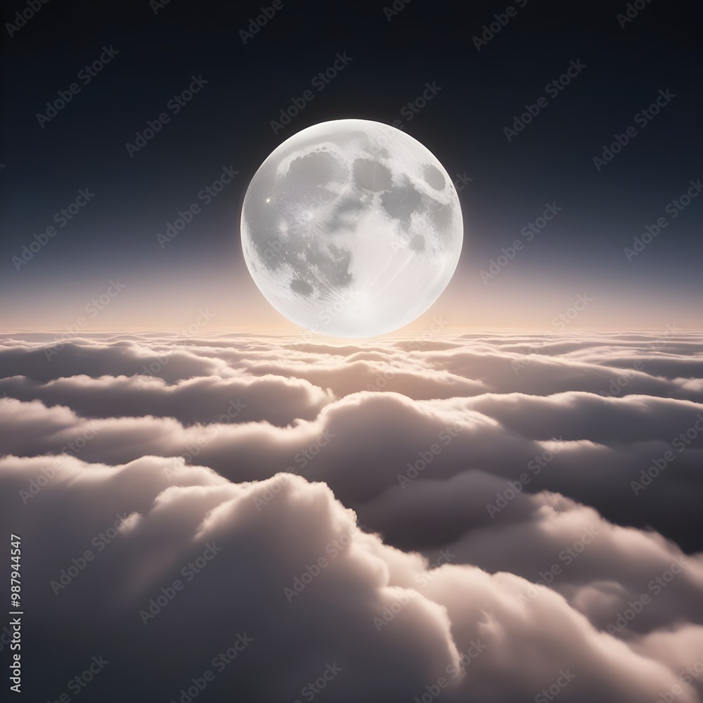 full moon suspended in the velvety blackness of the night sky, radiating a soft, ethereal glow that illuminates the gently swaying, creating an endless, expanse of soft white dreamy clouds full moon suspended in the velvety blackness of the night sky, radiating a soft, ethereal glow that illuminates the gently swaying, creating an endless, expanse of soft white dreamy clouds