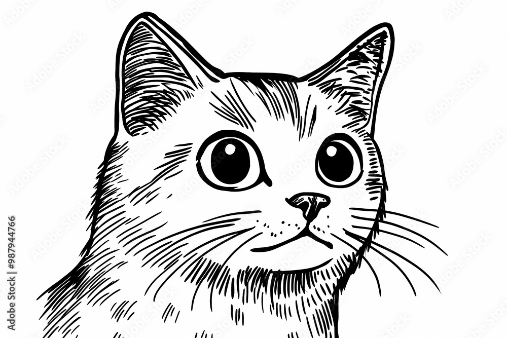 Obraz premium Adorable cat coloring page for children, perfect for creative stock illustrations.