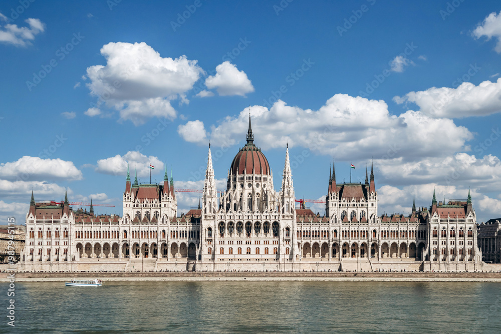 Fototapeta premium The Hungarian Parliament Building (Parliament of Budapest), the seat of the National Assembly of Hungary, a notable landmark of Hungary