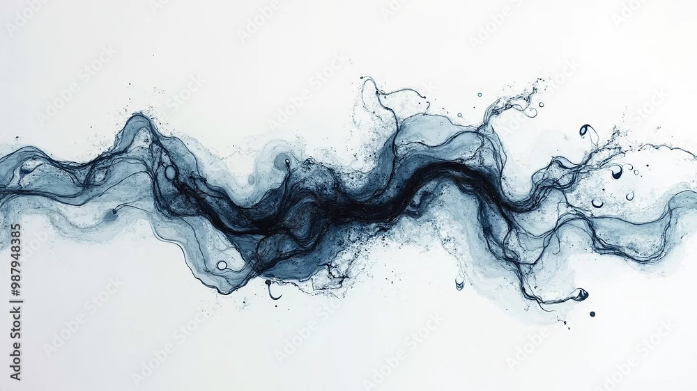 Mix of ink in water on an isolated white background, widescreen 16:9, 300 dpi, with free space for text Mix of ink in water on an isolated white background, widescreen 16:9, 300 dpi, with free space for text