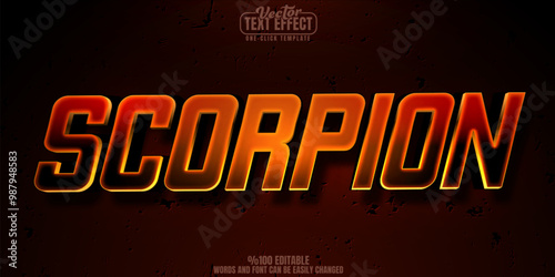 Scorpion editable text effect, customizable game and desert 3d font style