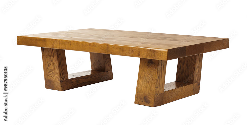 © Sviatlana - A wooden table with a triangular shape and a brown color