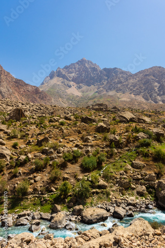 The beautiful valley of the Fann Mountains, Seven Lakes hiking trail,  Tajikistan photo