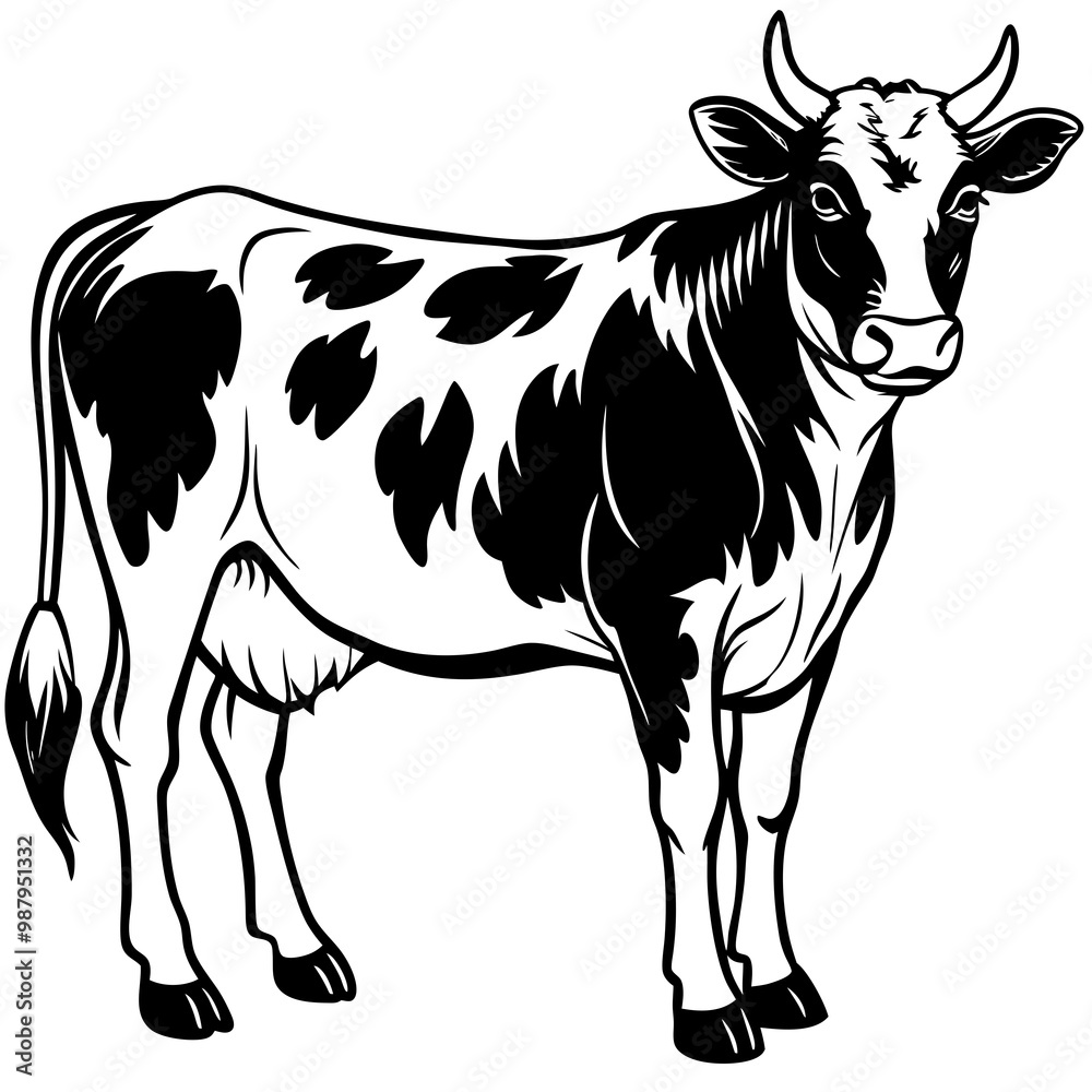 Fototapeta premium black and white cow