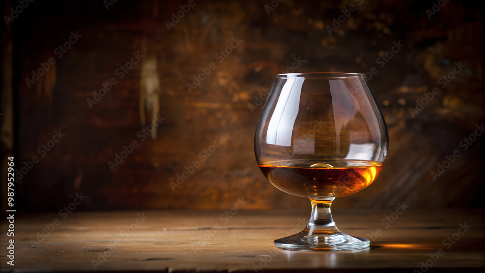 Cognac in a Snifter Glass on a Rustic Wooden Table Cognac in a Snifter Glass on a Rustic Wooden Table