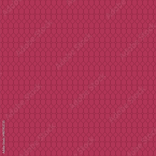 A seamless pattern featuring hexagonal shapes on a vibrant pink background, suitable for graphic design and textile applications.