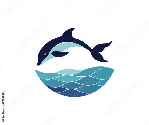 Dolphin logo and icon symbol clean flat modern minimalist logo design editable vector