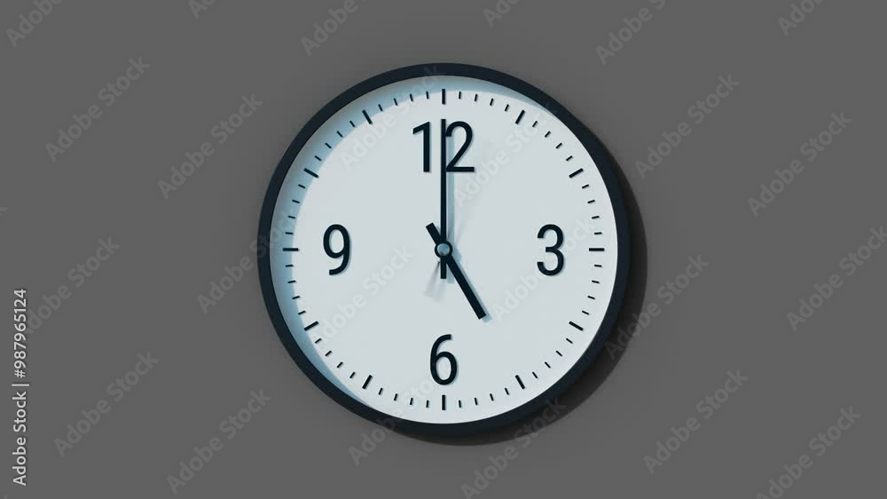Time-lapse of black and white classic wall clock, alpha channel background, moving shadows Time-lapse of black and white classic wall clock, alpha channel background, moving shadows