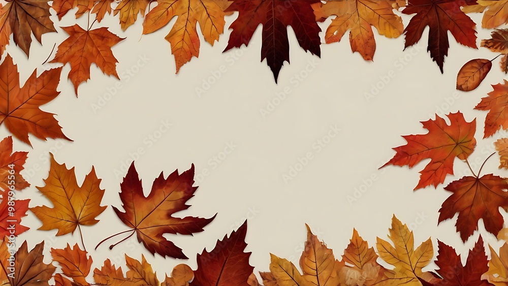 abstract illustration vector of autumn leaves with yellow, red and orange colors on solid yellow background abstract illustration vector of autumn leaves with yellow, red and orange colors on solid yellow background