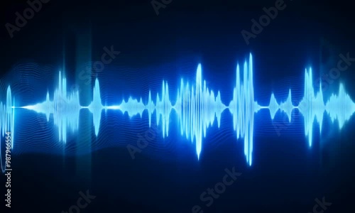 Black loudspeaker with sound waves on dark background