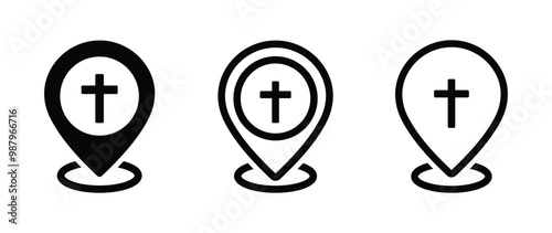 Church location vector icons set. Church location  con