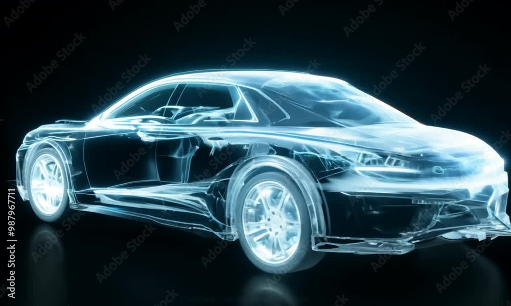 X-ray of car chassis on black background X-ray of car chassis on black background
