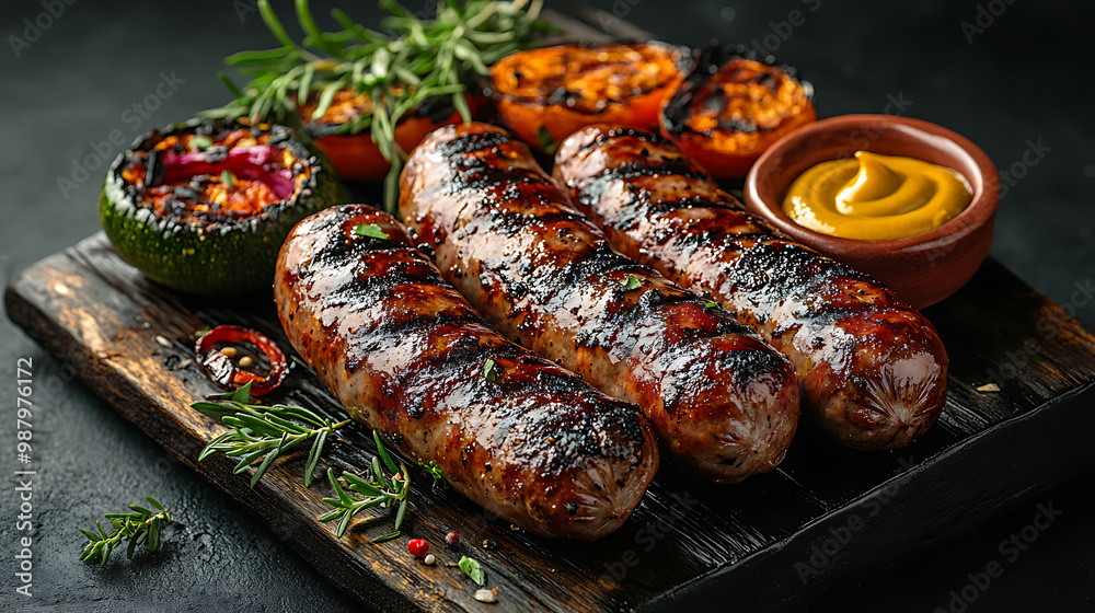 grilled sausages with vegetables grilled sausages with vegetables