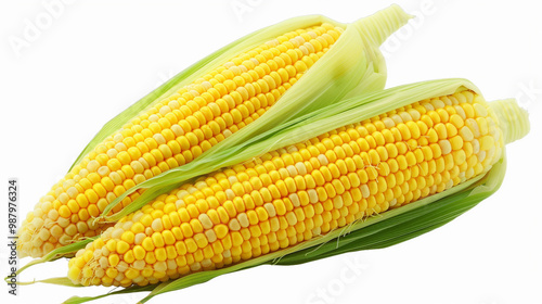 Corn on White Background – perfect for fresh produce and healthy snacking