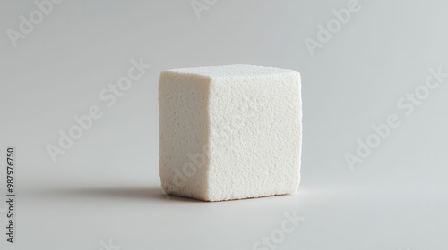 Minimalist White Sugar Cube on Light Background