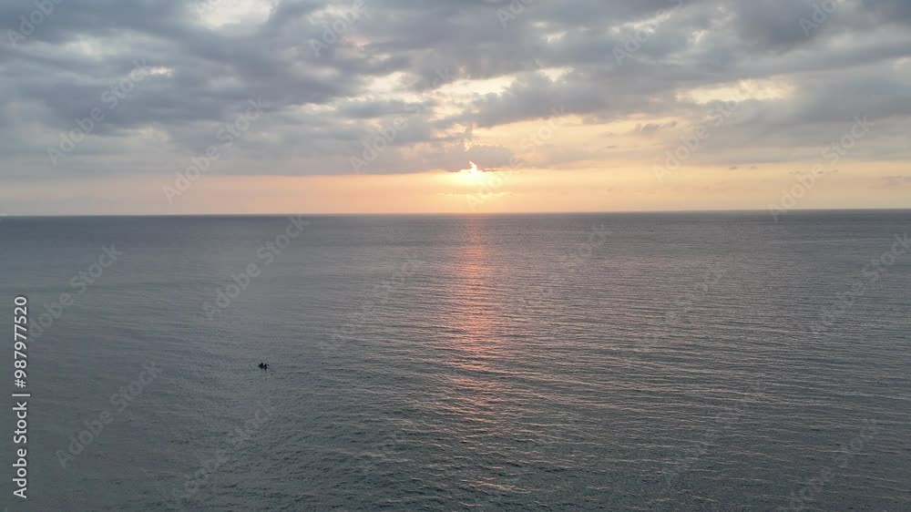 Drone View of Aerial Landscapes - sunset in the sea, sunset over the sea