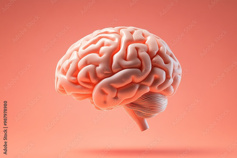 Minimalist human brain illustration, with clean lines and a soft gradient background for a simple, elegant look Minimalist human brain illustration, with clean lines and a soft gradient background for a simple, elegant look