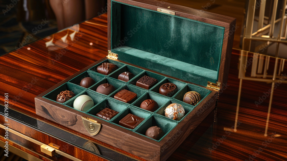 Chocolate candies in a green box – perfect for gifts and sweet indulgence Chocolate candies in a green box – perfect for gifts and sweet indulgence