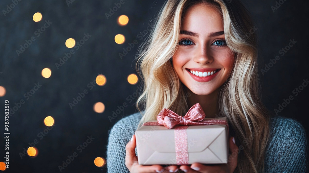 A Young Woman Joyfully Gives Gifts: A Heart-warming Moment of Generosity and Celebration, Capturing the Spirit of Giving and Connection During a Special Occasion. A Young Woman Joyfully Gives Gifts: A Heart-warming Moment of Generosity and Celebration, Capturing the Spirit of Giving and Connection During a Special Occasion.