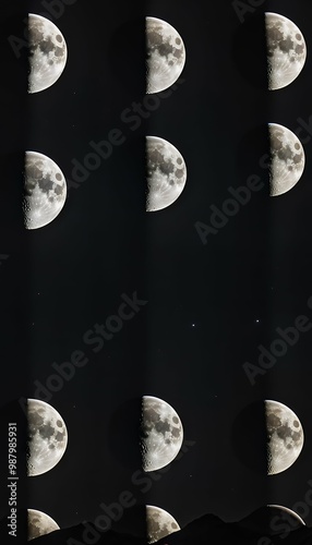 nine growth full moon phases cycle  moon cloud sky night astronomy black phase image blue dark full new space planet object sequence brightly level crater cycle stage eclipse lunar surface incomplete photo