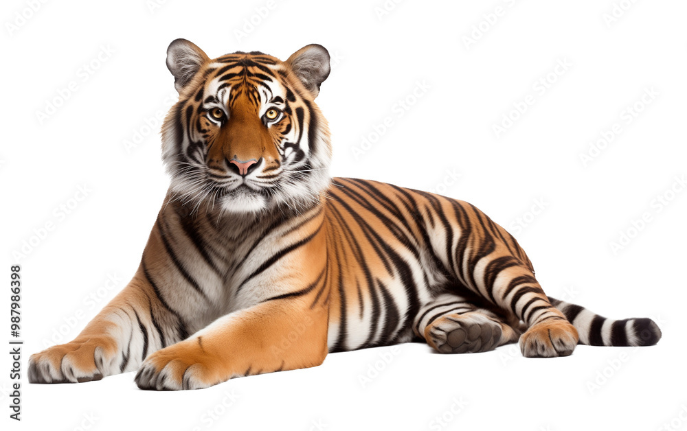 Obraz premium Resting Tiger Isolated on Transparent Background PNG 