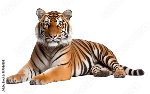 Resting Tiger Isolated on Transparent Background PNG 