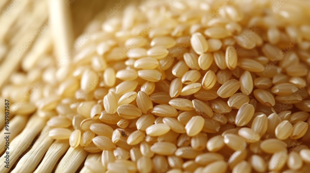 Close-Up of Brown Rice Grains on Natural Surface Close-Up of Brown Rice Grains on Natural Surface