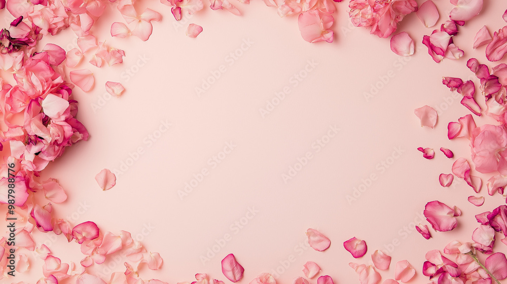 peony pink and soft rose confetti: a delicate frame made from peony pink and soft rose confetti, scattered around the edges of a light blush background peony pink and soft rose confetti: a delicate frame made from peony pink and soft rose confetti, scattered around the edges of a light blush background