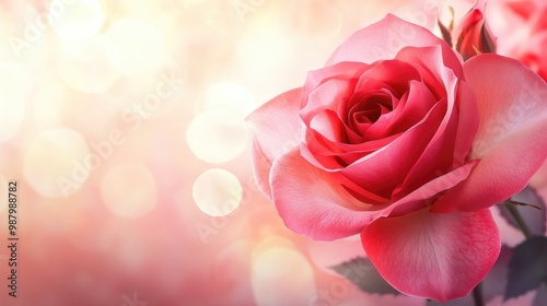 Elegant red and pink rose with a blank central space, ideal for text or custom graphics, creating a soft, romantic design