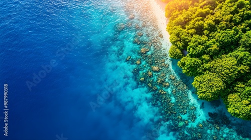 Wallpaper Mural Breathtaking view of a colorful coral reef from above, teeming with vivid fish, complex coral structures, and sparkling blue waters in perfect harmony Torontodigital.ca