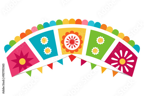 Vibrant Mexican Fan (Papel Picado) – Colorful Decorative Paper Banners for Festive Celebrations photo