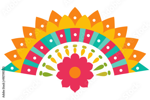 Vibrant Mexican Fan (Papel Picado) – Colorful Decorative Paper Banners for Festive Celebrations photo