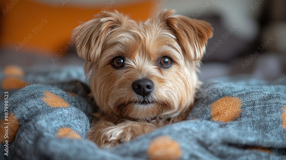 A cozy dog nestled in a blanket, showcasing warmth and companionship. A cozy dog nestled in a blanket, showcasing warmth and companionship.