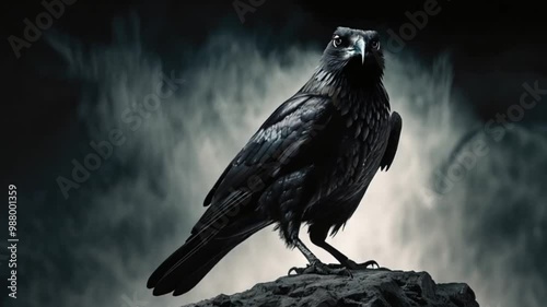black raven on a dark background