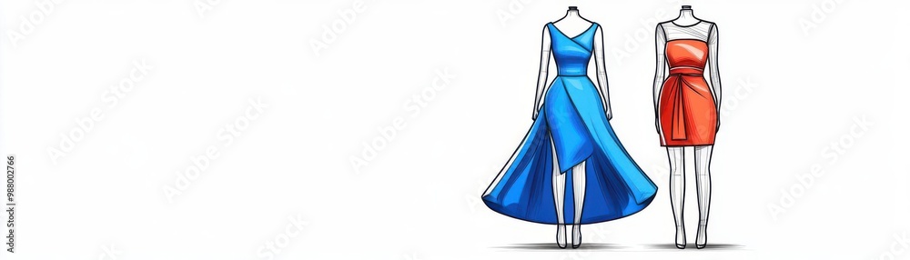 Fashion blueprint flat design side view clothing design theme cartoon drawing Split-complementary color scheme Fashion blueprint flat design side view clothing design theme cartoon drawing Split-complementary color scheme