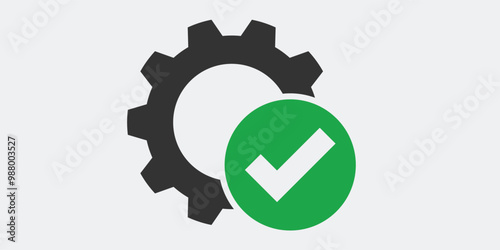 Apply Settings Gear vector icon. A flat illustration design of Apply Settings Gear icon on a white background.