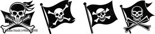 Crossbones and skull death flat vector icon for apps and games