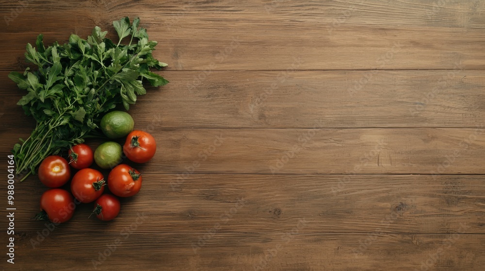 A farm-to-table concept illustrated with fresh organic produce on a rustic wooden table A farm-to-table concept illustrated with fresh organic produce on a rustic wooden table
