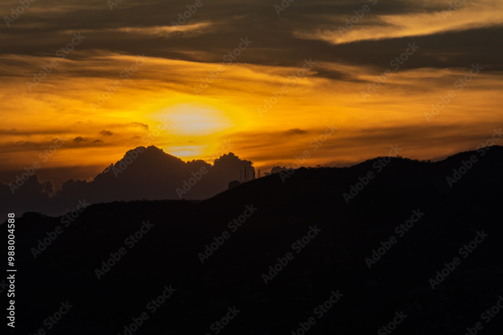 Sunset in a landscape in the caatinga biome with vegetation typical of the dry rural region of northeastern Brazil. Sunset in a landscape in the caatinga biome with vegetation typical of the dry rural region of northeastern Brazil.