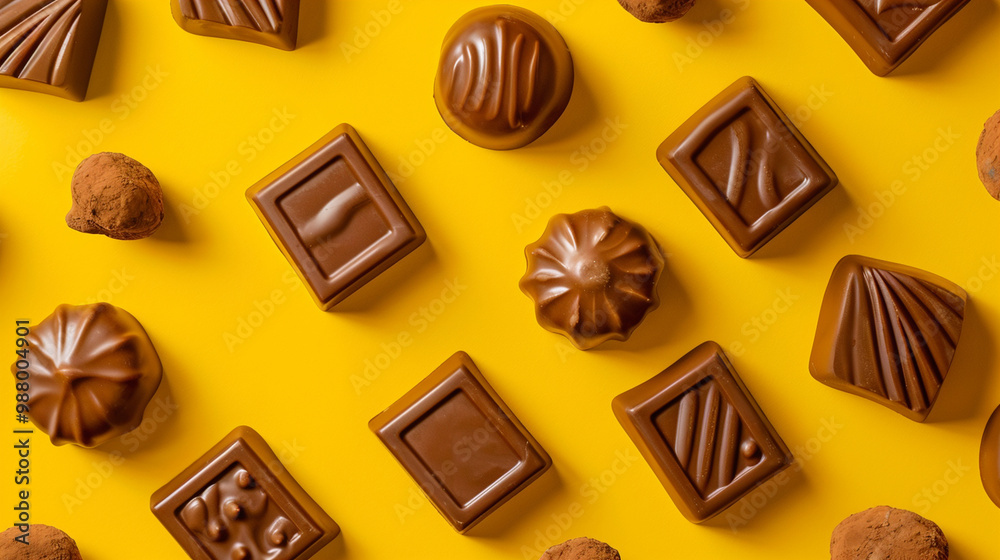 Chocolate on a yellow background – perfect for vibrant dessert presentations and sweet indulgence Chocolate on a yellow background – perfect for vibrant dessert presentations and sweet indulgence
