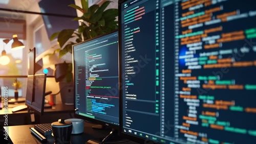 Wallpaper Mural Dynamic code development process in a modern, well-lit workspace Torontodigital.ca