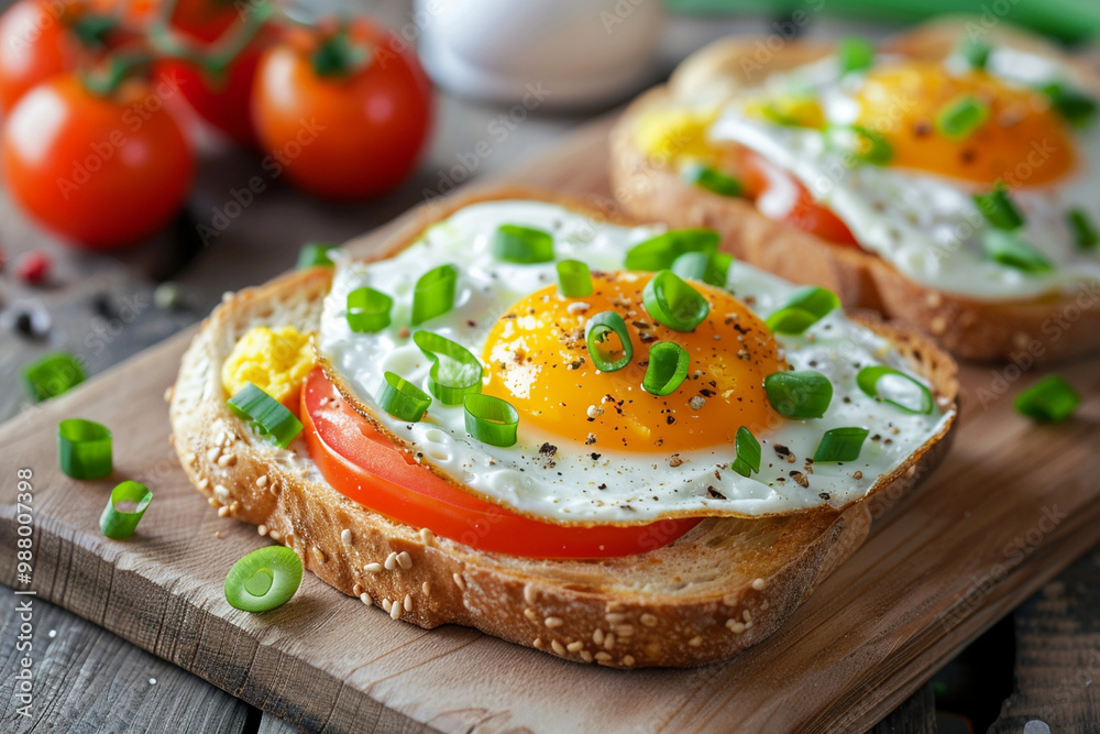 Toast with egg and tomato – perfect for hearty breakfasts and wholesome snacks Toast with egg and tomato – perfect for hearty breakfasts and wholesome snacks