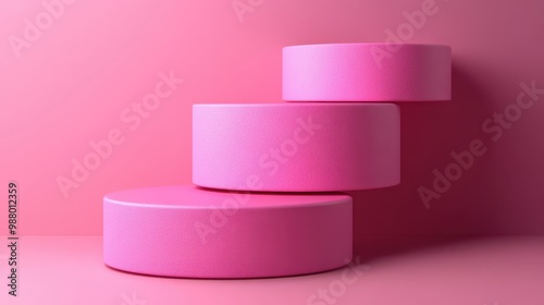 render abstract minimal pink backgroun empty cylinder pedestals blank mockup vacant place for product display roun podium or stage showcase stan futuristic expo platform photo