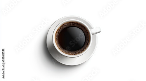 Minimalist Vector Illustration of Dark Coffee Cup on White Background