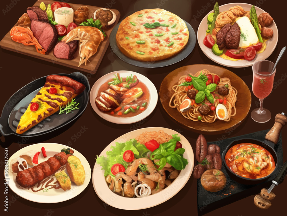 Pictures of delicious food from many countries