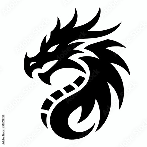 Wallpaper Mural Black vector dragon head illustration icon mascot symbol design logo emblem Torontodigital.ca