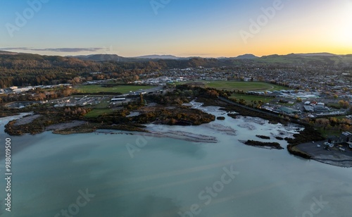 City skline and  Rotorua Lake, Bay of Plenty, New Zealand.