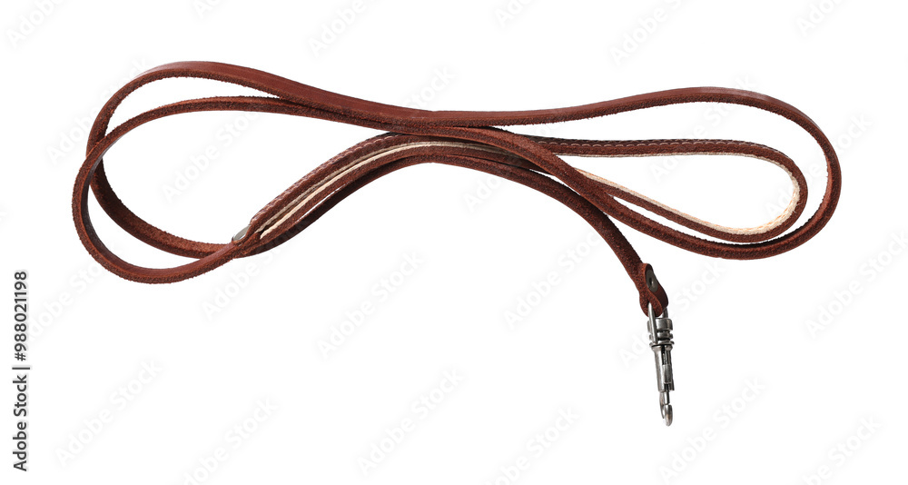 Brown leather dog leash isolated on white Brown leather dog leash isolated on white