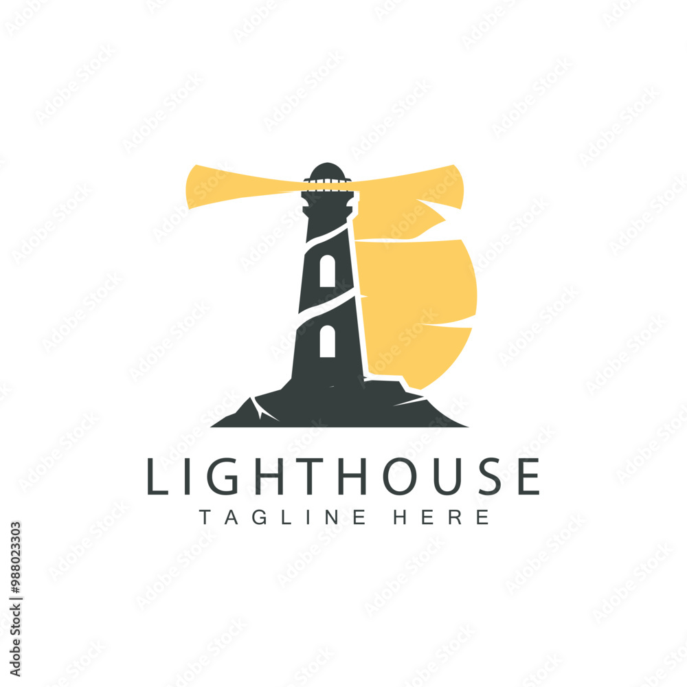 Lighthouse logo beacon tower ship signal simple beach port design template Lighthouse logo beacon tower ship signal simple beach port design template