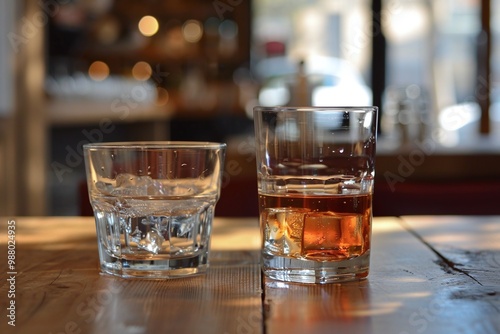 ai generative a glass of water next to alcohol